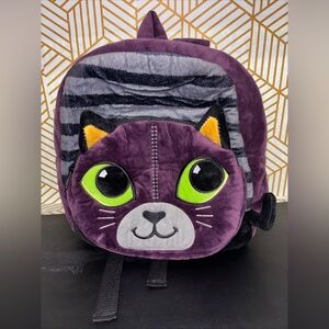 Backpack Cat Kids Plush & Nylon Kitty Purple Black 12”x10”x5”